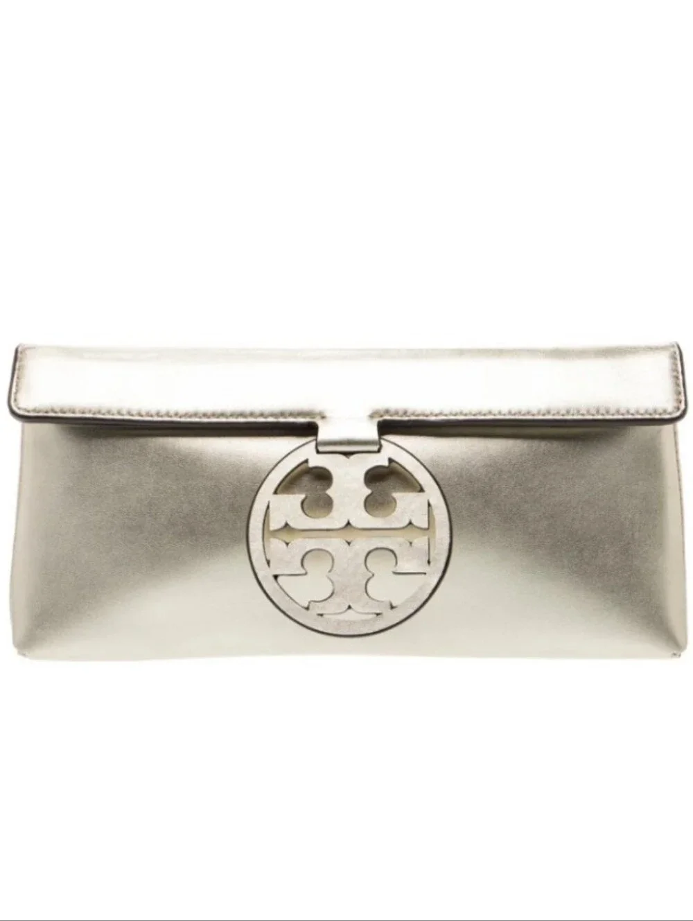 Tory Burch- Miller Metallic Clutch & Dust Bag (Pewter 🩶Color)